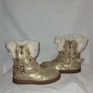 G By Guess Shoes G By Guess Amaze Boots 9 Gold Metallic Faux Fur